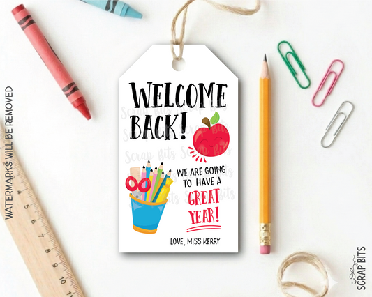 Pencil Cup + Apple Back To School Gift Tags, It's Going To Be A Great Year