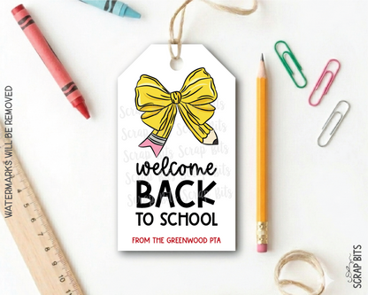 Pencil Bow Back To School Gift Tags