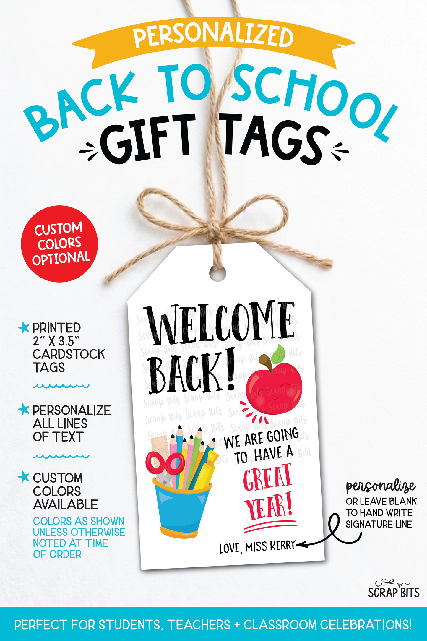 Pencil Cup + Apple Back To School Gift Tags, It's Going To Be A Great Year