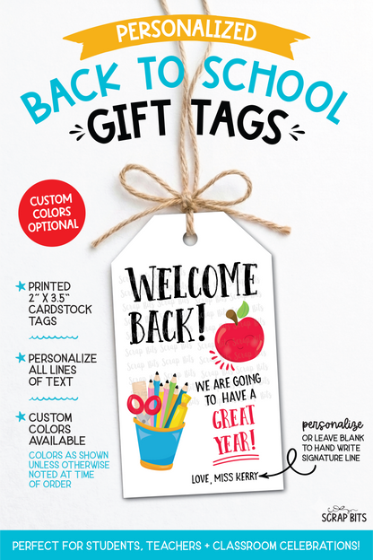 Pencil Cup + Apple Back To School Gift Tags, It's Going To Be A Great Year