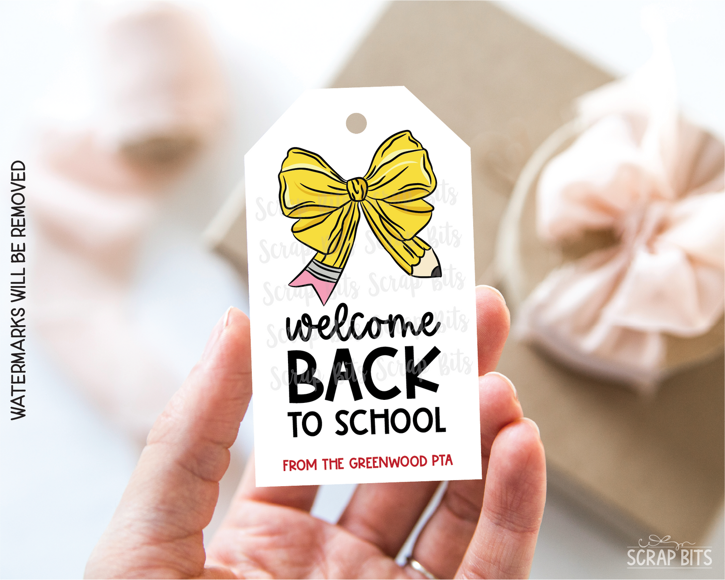 Pencil Bow Back To School Gift Tags