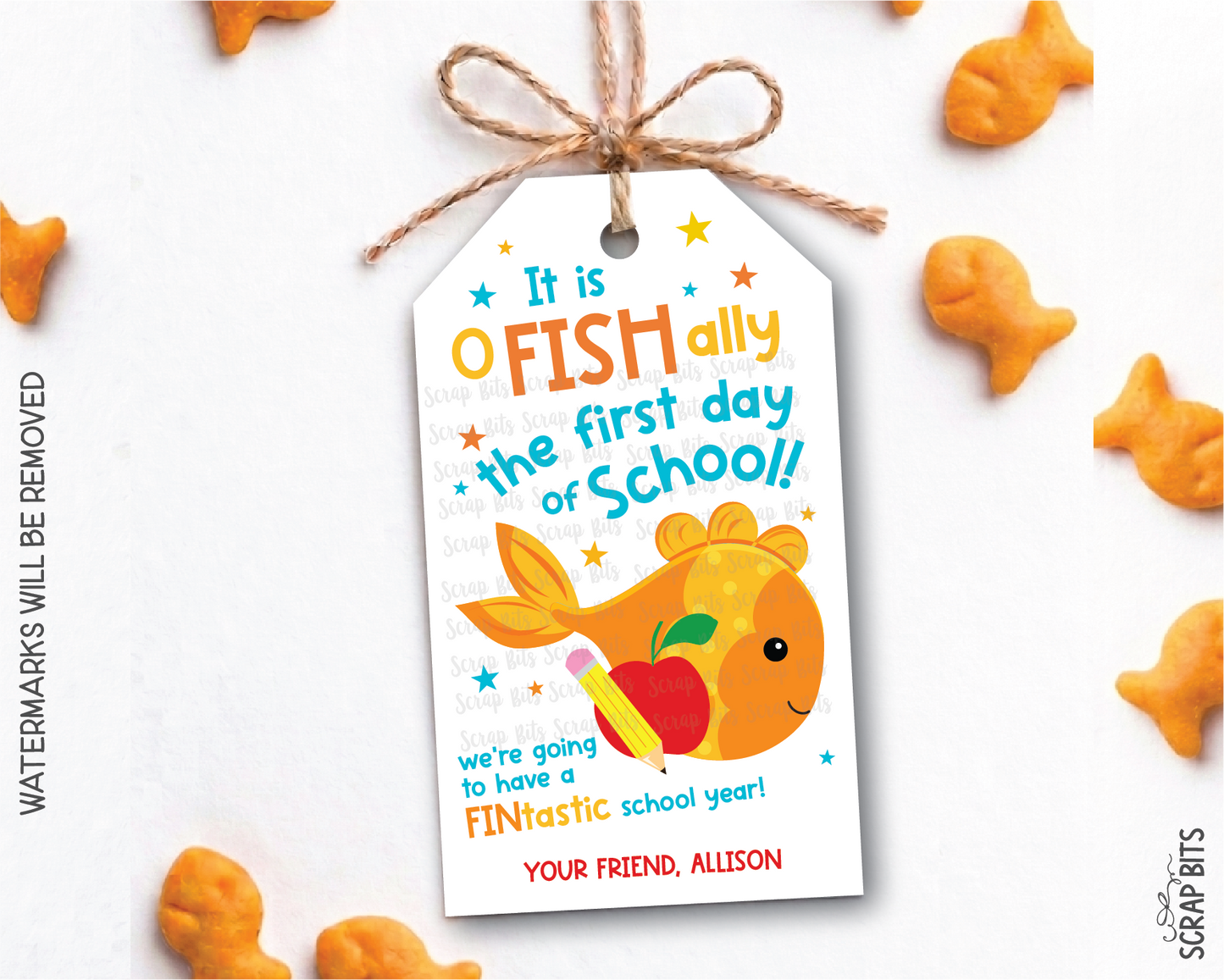 Goldfish Back To School Gift Tags, O FISH Ally First Day of School