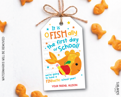 Goldfish Back To School Gift Tags, O FISH Ally First Day of School