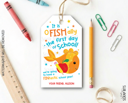 Goldfish Back To School Gift Tags, O FISH Ally First Day of School