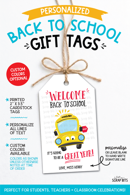 School Bus Back To School Gift Tags, It's Going To Be A Great Year