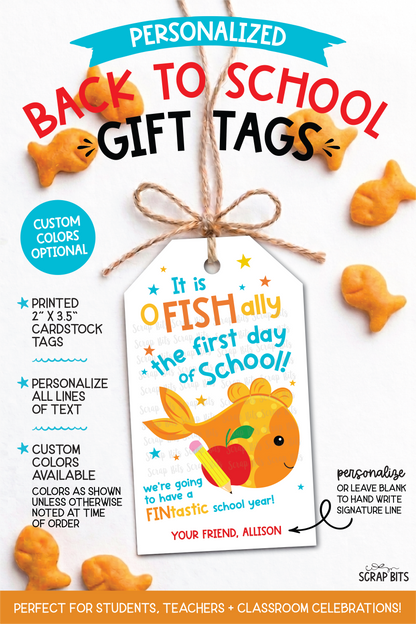 Goldfish Back To School Gift Tags, O FISH Ally First Day of School