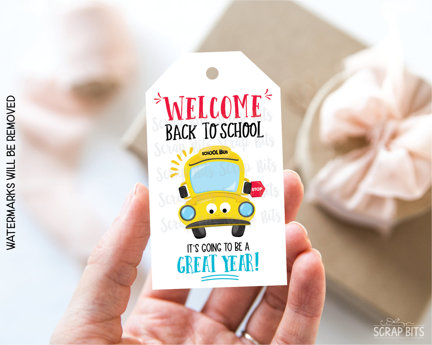 School Bus Gift Tags, Printable Back To School Gift Tags, Instant Download