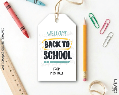 Welcome Back To School Gift Tags, Block Lettering