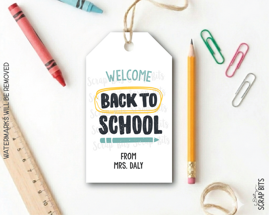 Welcome Back To School Gift Tags, Block Lettering