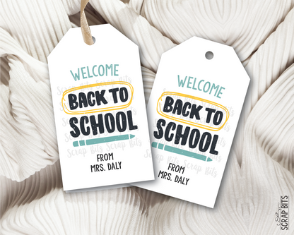 Welcome Back To School Gift Tags, Block Lettering