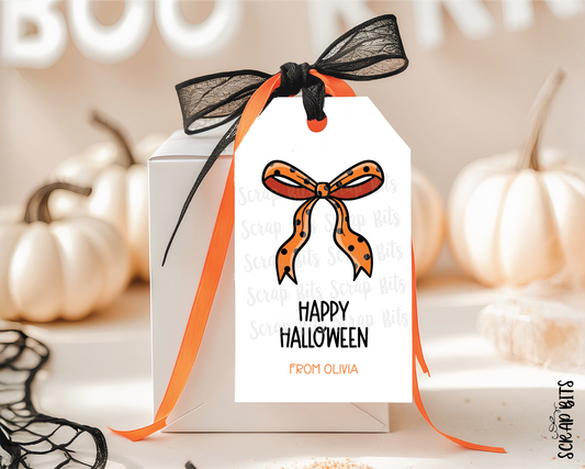 Coquette Bow Tags . Personalized Halloween Gift Tags
