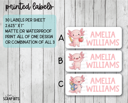 Axelotl Name Labels . Personalized Belonging Labels