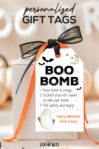 Boo Bomb Tags, Ghost Halloween Hot Chocolate Bomb Tags