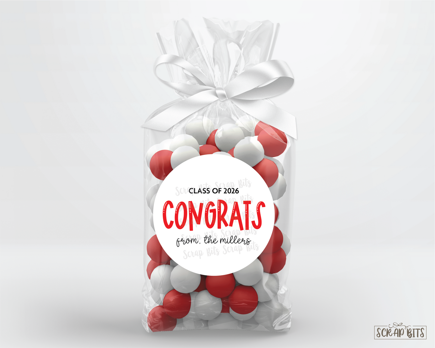 Congrats Bouncy Lettering, Personalized Graduation Favor Labels