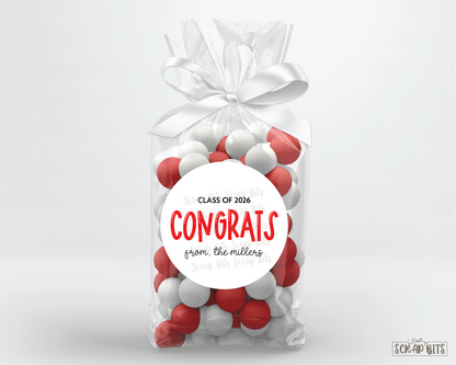 Congrats Bouncy Lettering, Personalized Graduation Favor Labels