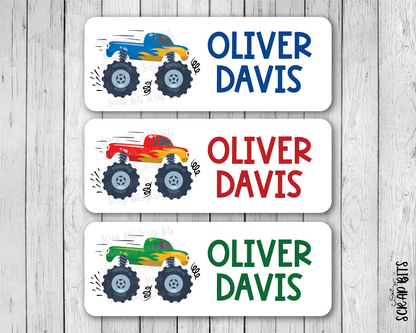 Monster Truck Name Labels . Personalized Belonging Labels