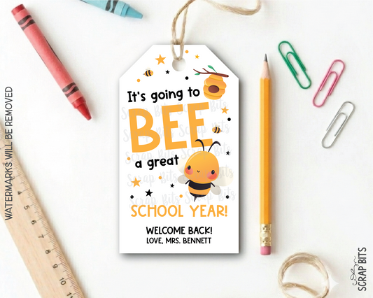 Bee Back To School Tags, It's Going to BEE a Great School Year