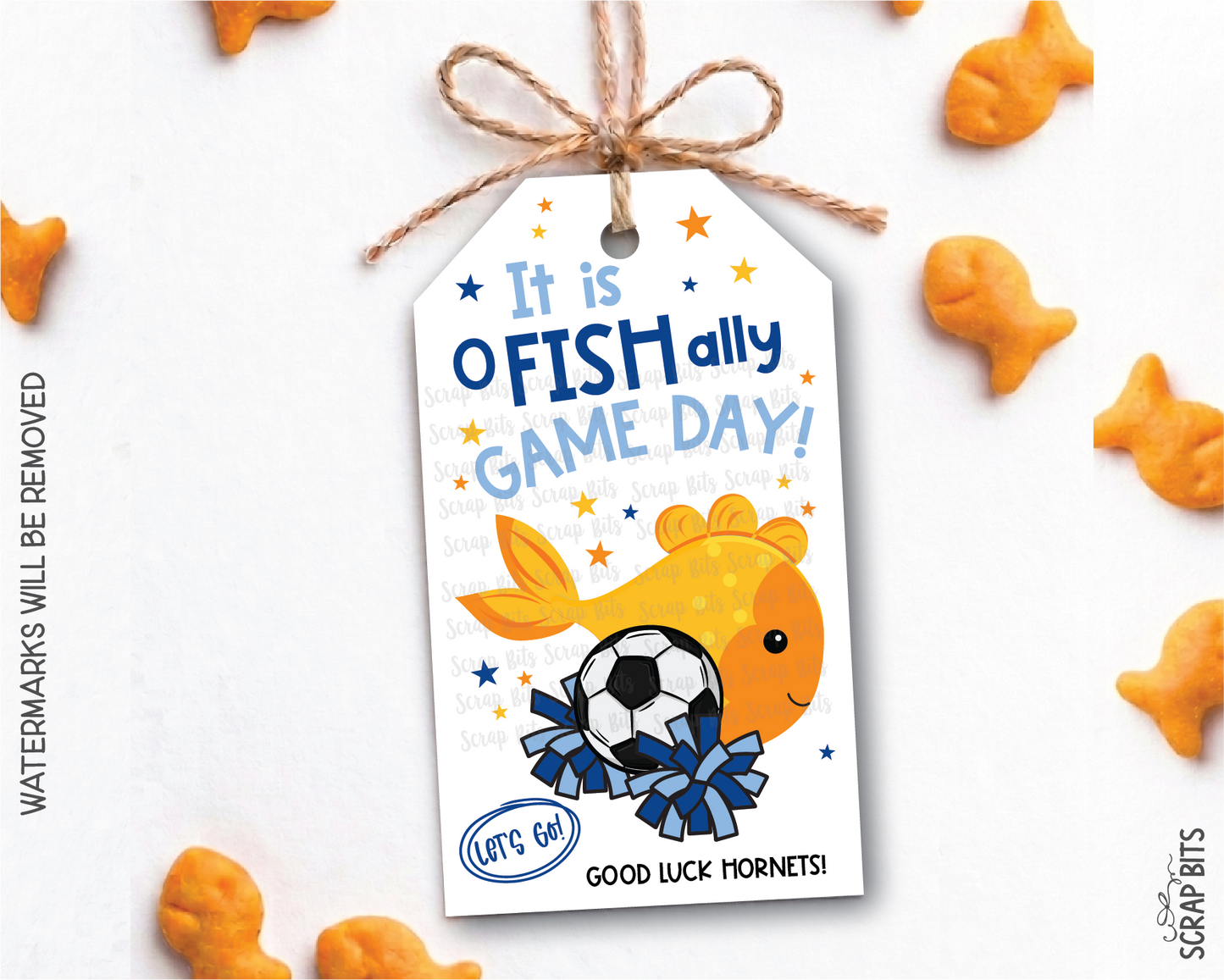 Soccer Goldfish Game Day Gift Tags, Good Luck Treat Bag Labels