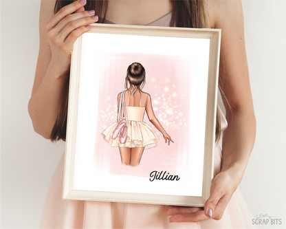 Ballerina Besties Portrait Print, Half Body, Custom Digital Drawing