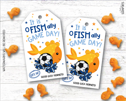 Soccer Goldfish Game Day Gift Tags, Good Luck Treat Bag Labels