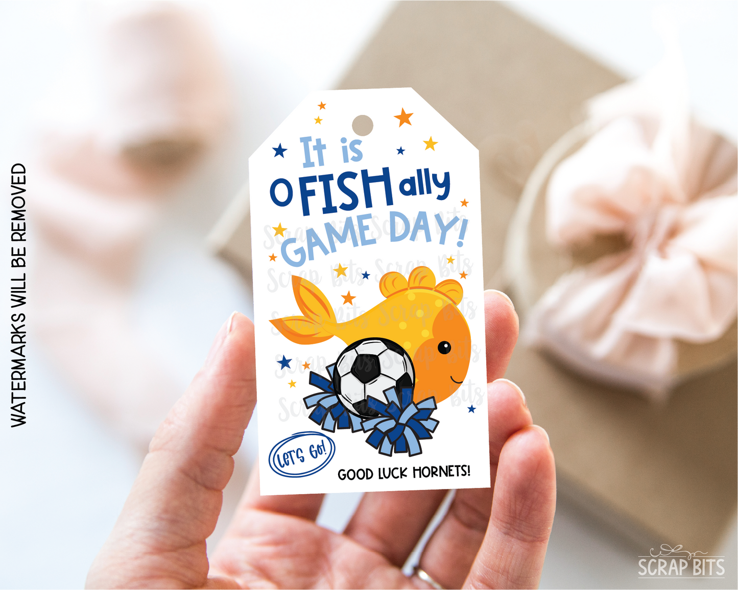 Soccer Goldfish Game Day Gift Tags, Good Luck Treat Bag Labels