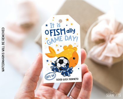 Soccer Goldfish Game Day Gift Tags, Good Luck Treat Bag Labels