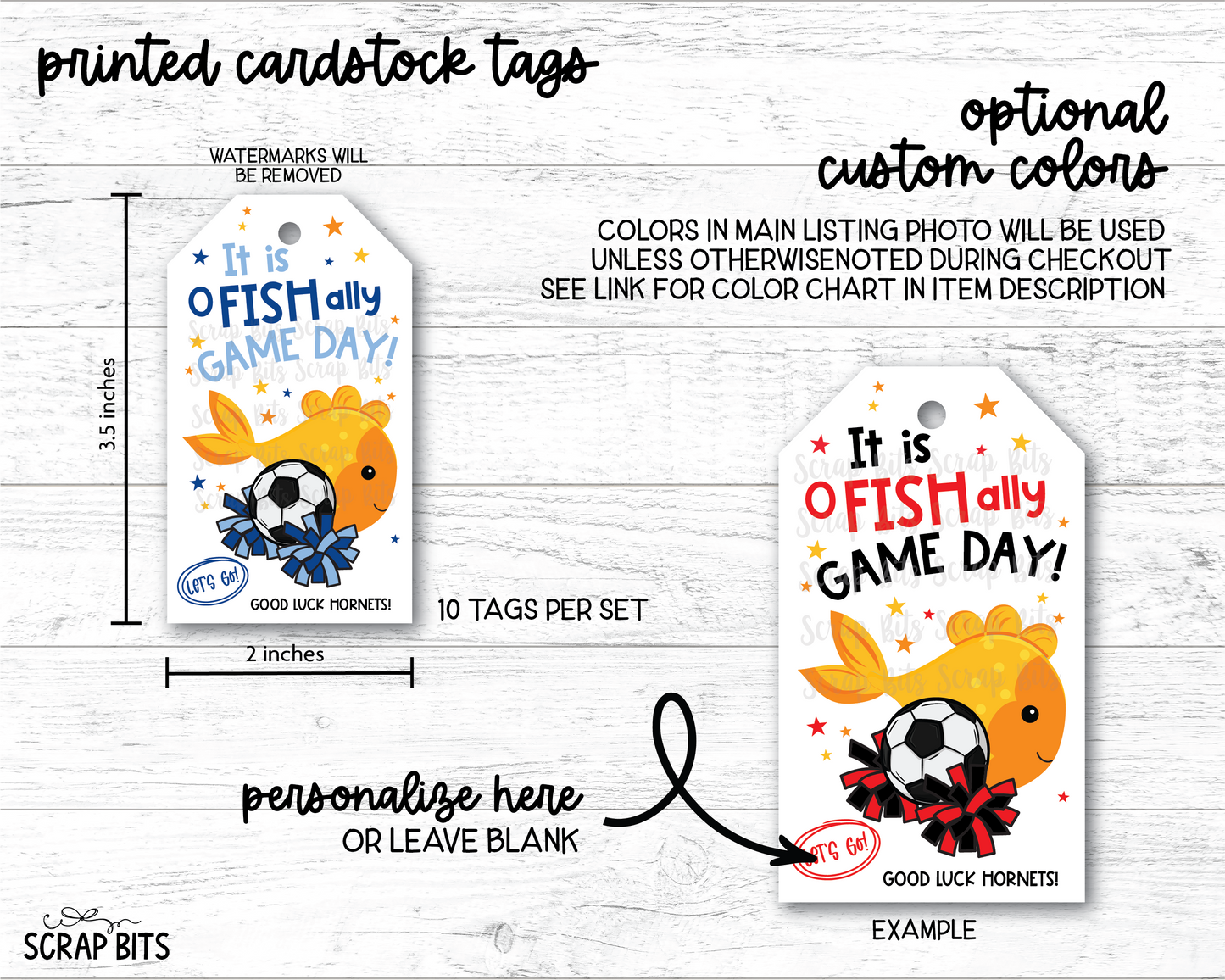 Soccer Goldfish Game Day Gift Tags, Good Luck Treat Bag Labels