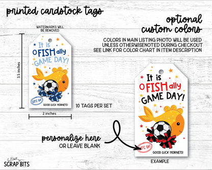 Soccer Goldfish Game Day Gift Tags, Good Luck Treat Bag Labels
