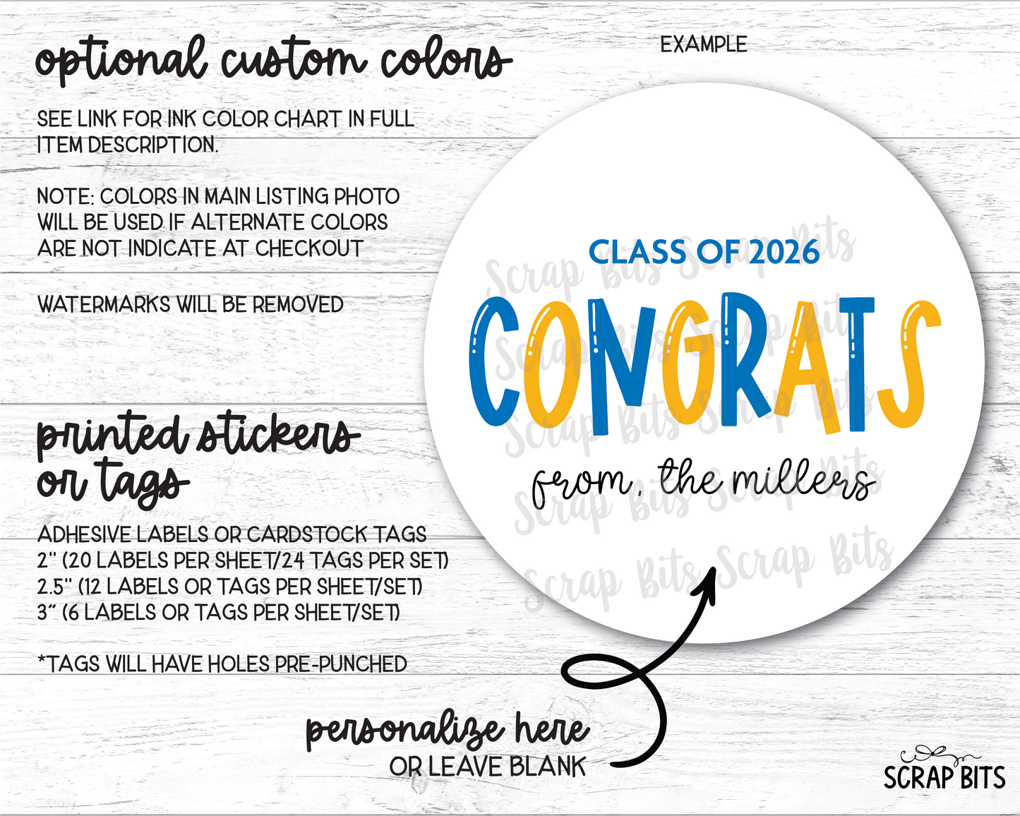 Congrats Bouncy Lettering, Personalized Graduation Favor Labels