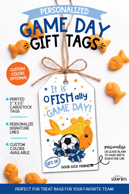 Soccer Goldfish Game Day Gift Tags, Good Luck Treat Bag Labels