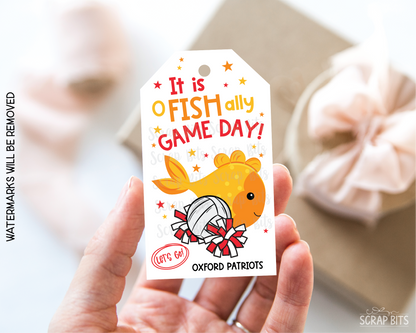 Volleyball Goldfish Game Day Gift Tags, Good Luck Treat Bag Labels