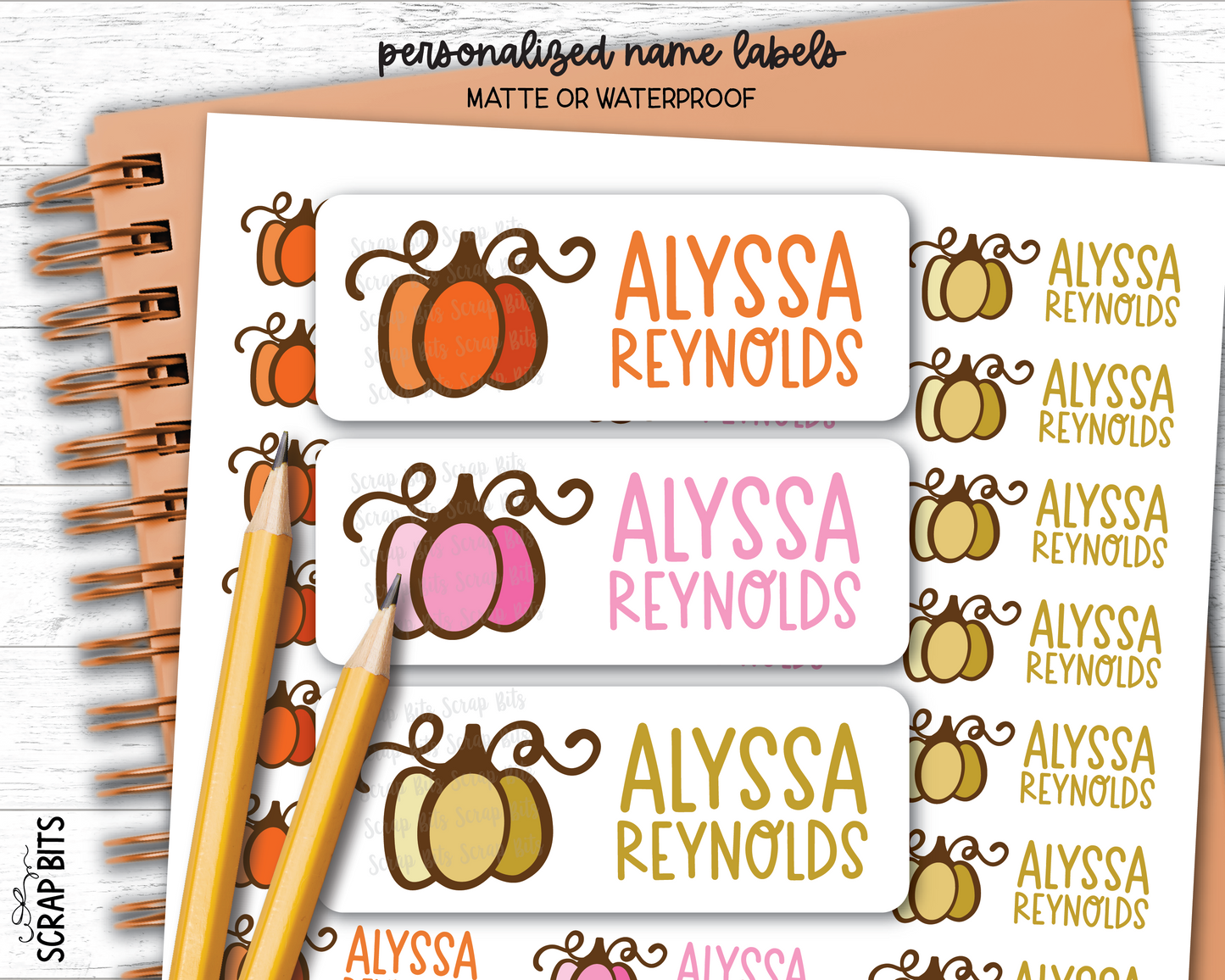 Doodle Pumpkin Name Labels, Personalized Belonging Labels