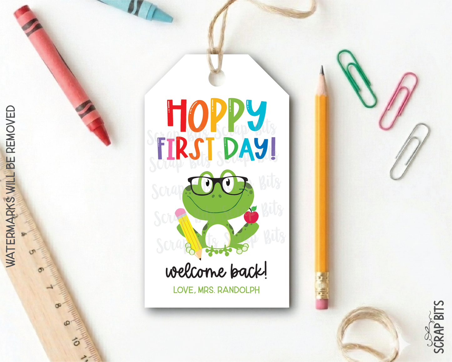 Frog Back To School Gift Tags, Hoppy First Day