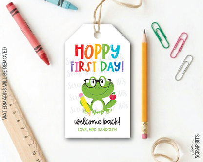 Frog Back To School Gift Tags, Hoppy First Day