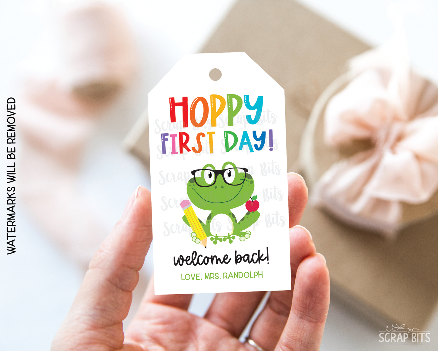 Frog Back To School Gift Tags, Hoppy First Day
