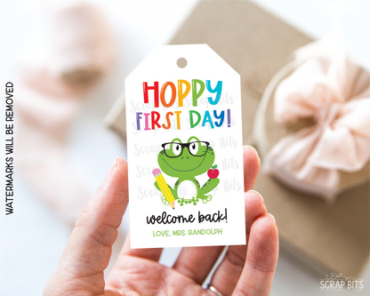 Frog Back To School Gift Tags, Hoppy First Day