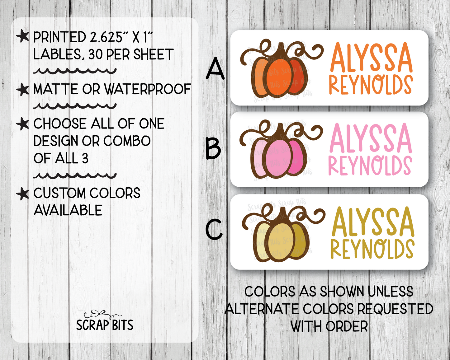 Doodle Pumpkin Name Labels, Personalized Belonging Labels