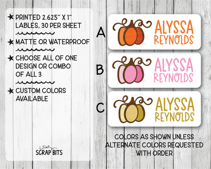 Doodle Pumpkin Name Labels, Personalized Belonging Labels
