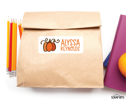 Doodle Pumpkin Name Labels, Personalized Belonging Labels