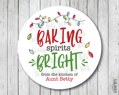 Baking Spirits Bright Christmas Lights, Personalized Christmas Gift or Baking Labels - Scrap Bits