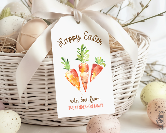 Watercolor Carrots, Personalized Easter Gift Tags
