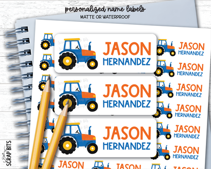 Farm Tractor Name Labels, Personalized Belonging Labels