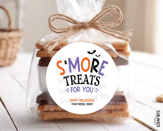 S'more Treats For You Halloween Gift Stickers or Tags, Treat Bag Labels
