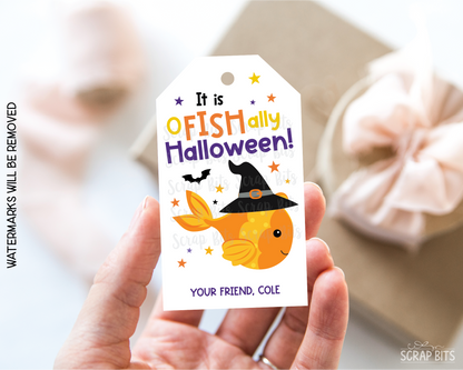 Goldfish O-Fish-Ally Halloween Printable Gift Tags, Instant Download