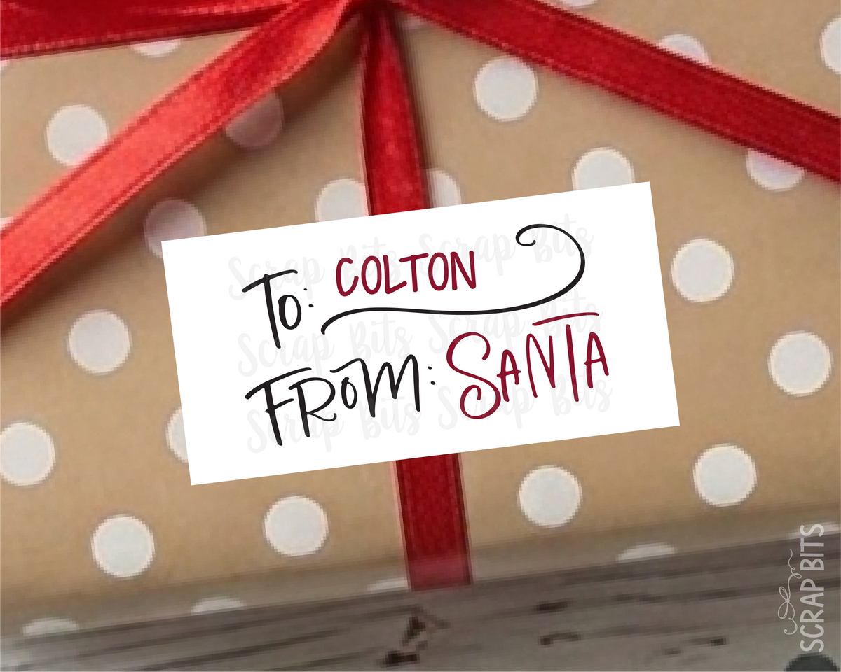 To Child From Santa Christmas Gift Labels, Doodle Swirl, Personalized Gift Stickers