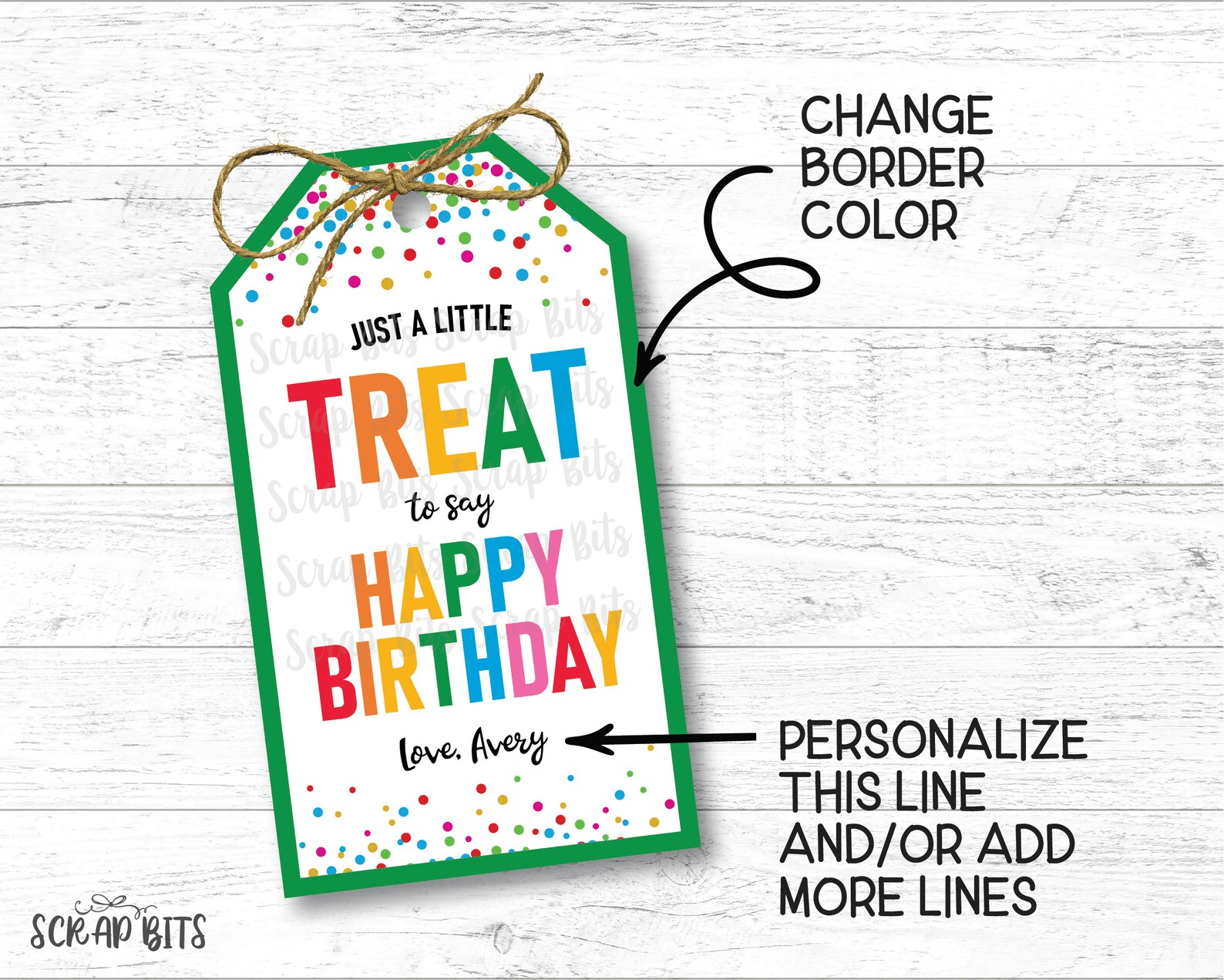 A Little Treat To Say Happy Birthday, Printable Birthday Gift Tags . Instant Download Editable Template - Scrap Bits