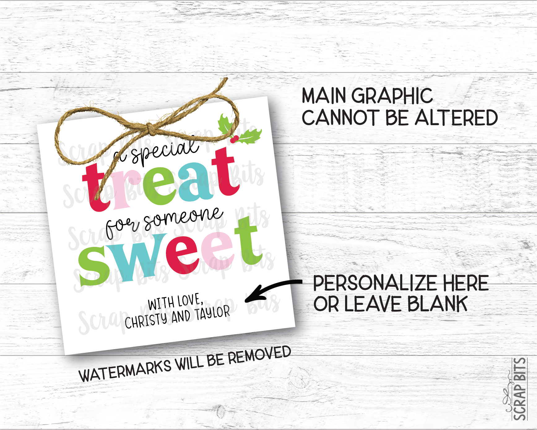 A Special Treat For Someone Sweet, Bright Funky Lettering . Christmas Gift Labels - Scrap Bits