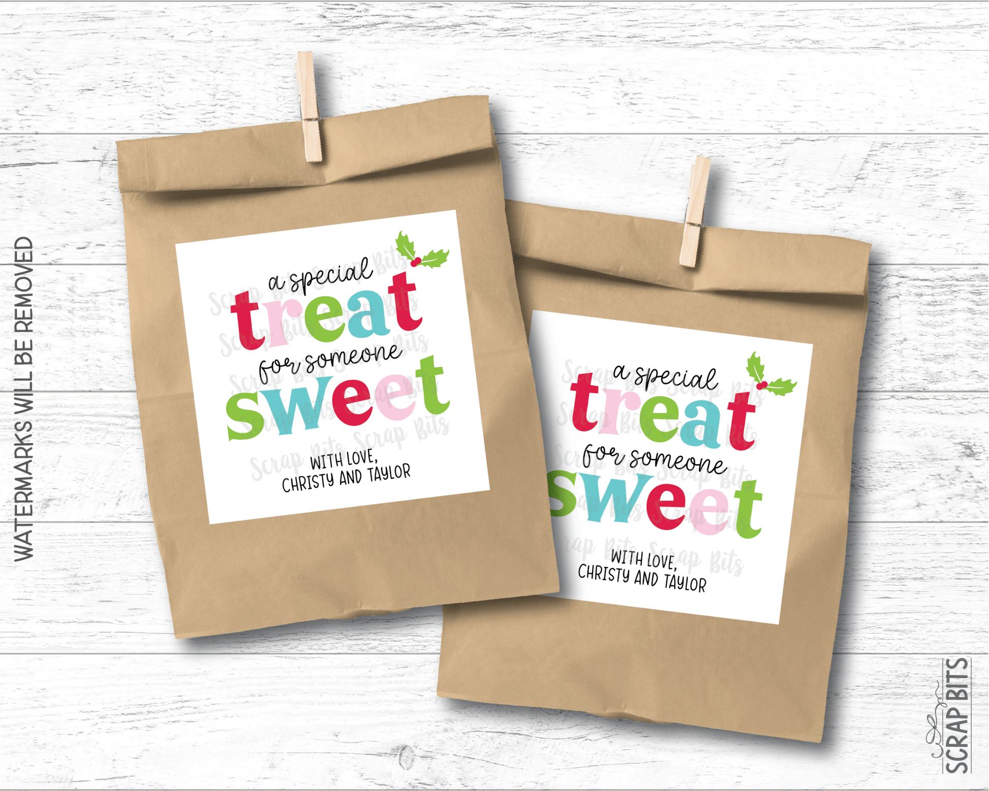 A Special Treat For Someone Sweet, Bright Funky Lettering . Christmas Gift Labels - Scrap Bits