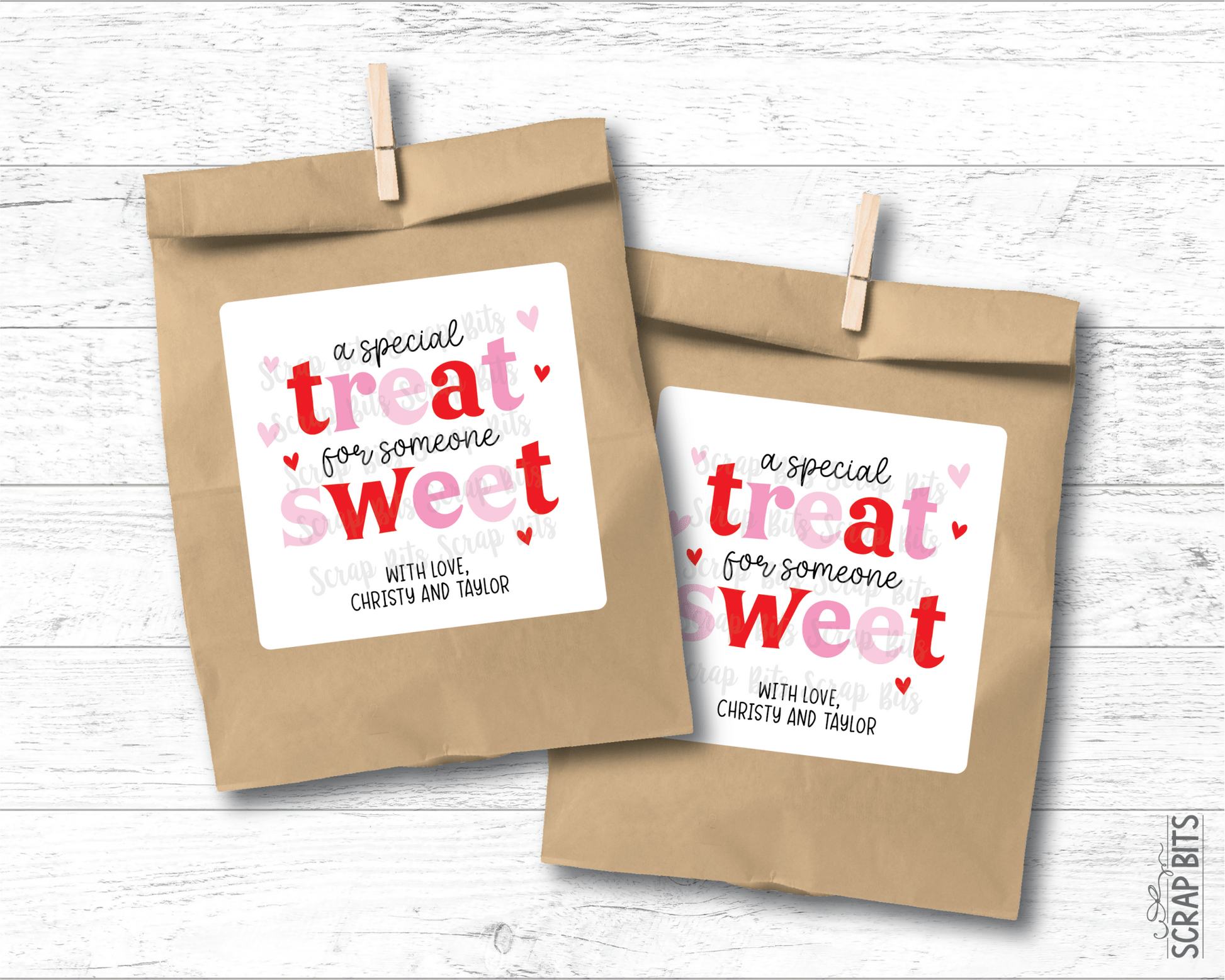 A Special Treat For Someone Sweet, Valentine Treat Bag Stickers - Scrap Bits
