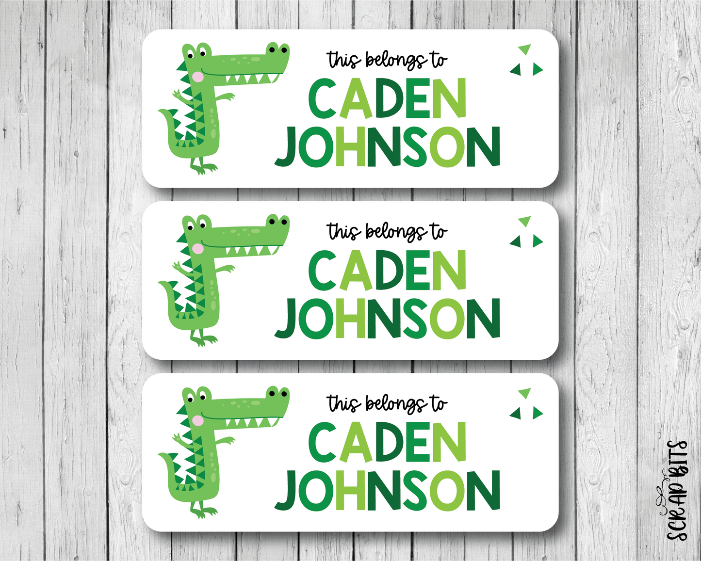Alligator Name Labels, Personalized Belonging Labels - Scrap Bits